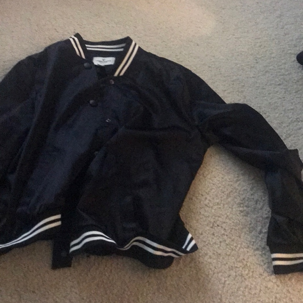 faux leather button up varsity jacket